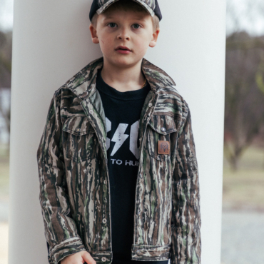 bc raskulls trappers quilted jacket, mesh youth cap and born to hunt tee outfit combination